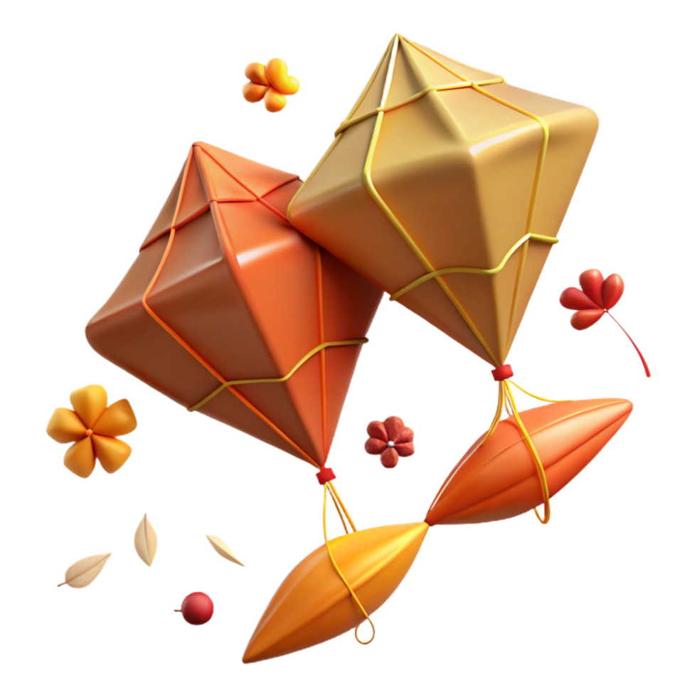 extraordinary creative Autumnal 3D Render of Kites premium png