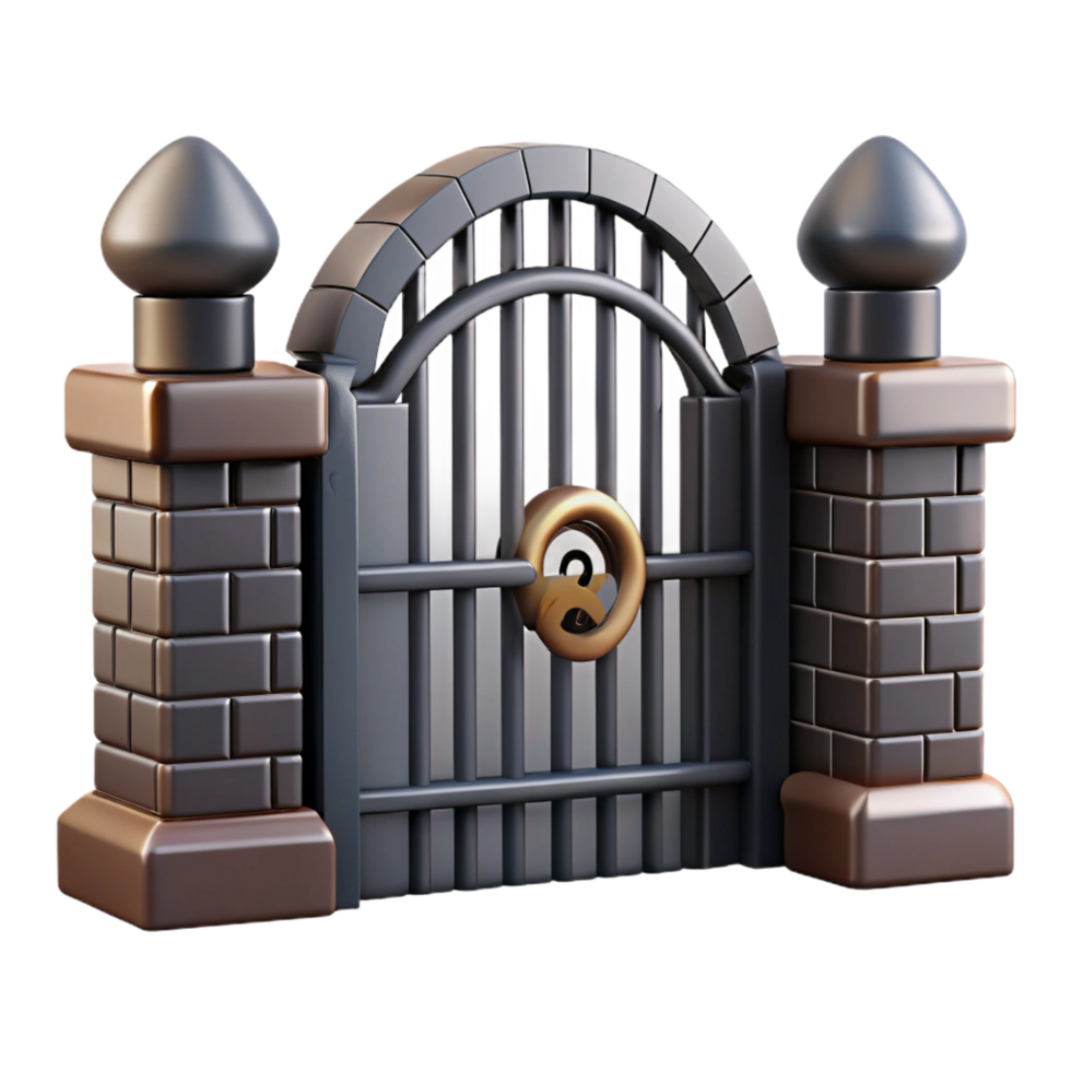 wonderful abstract 3D Render of Dark Gate with Brick Pillars high resolution png