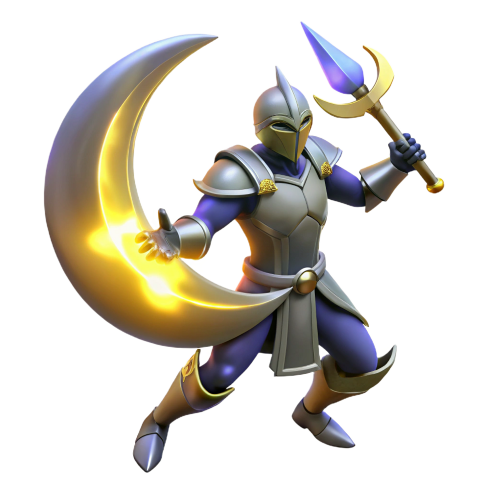 magnificent traditional Crescent Knight 3D Render genuine png