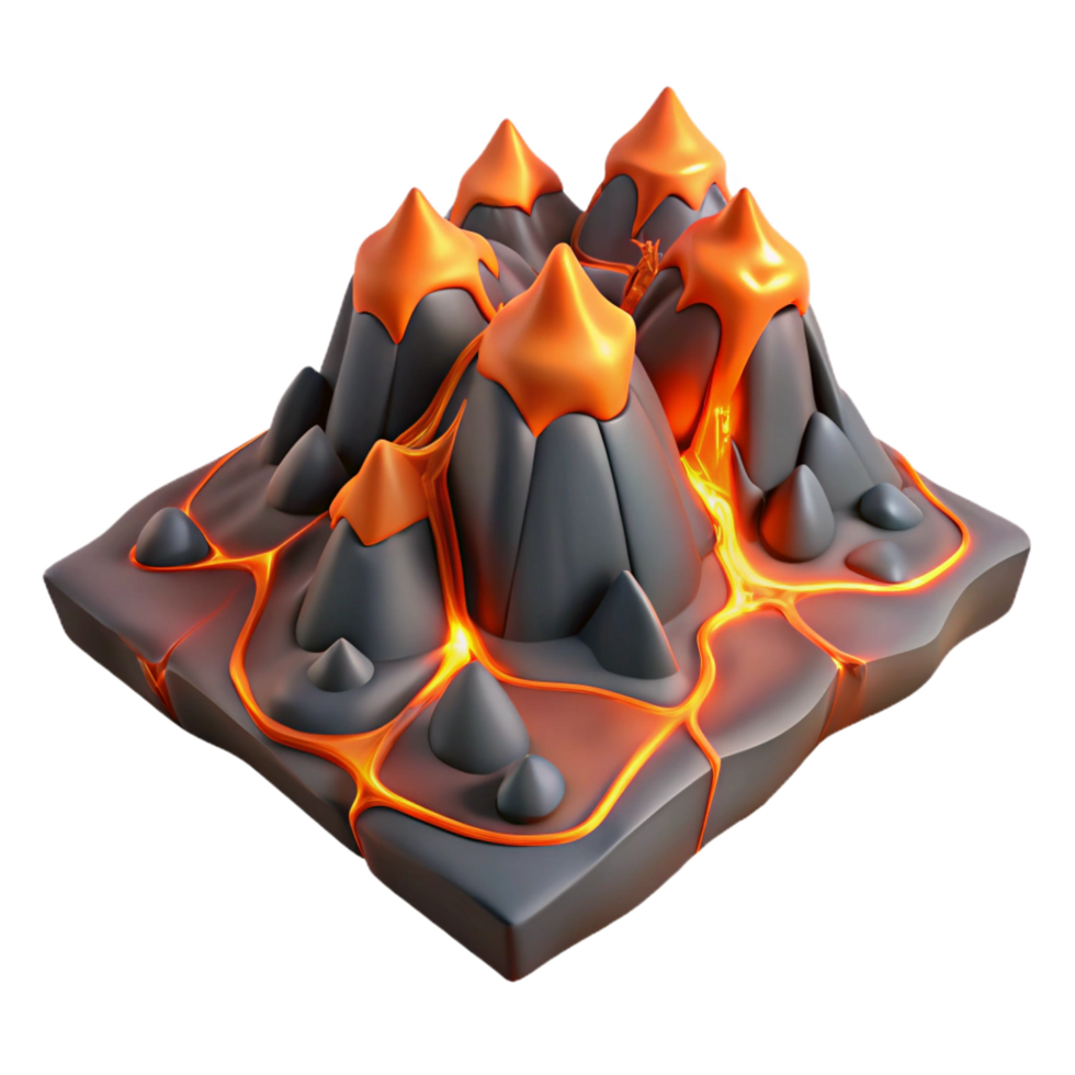 impressive artistic Volcanic Landscape 3D Render high quality png