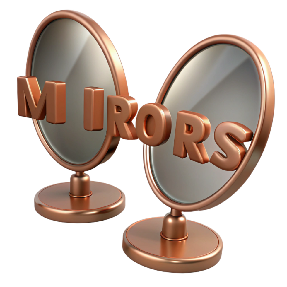 vibrant artistic 3D Render Two Copper Mirrors genuine png