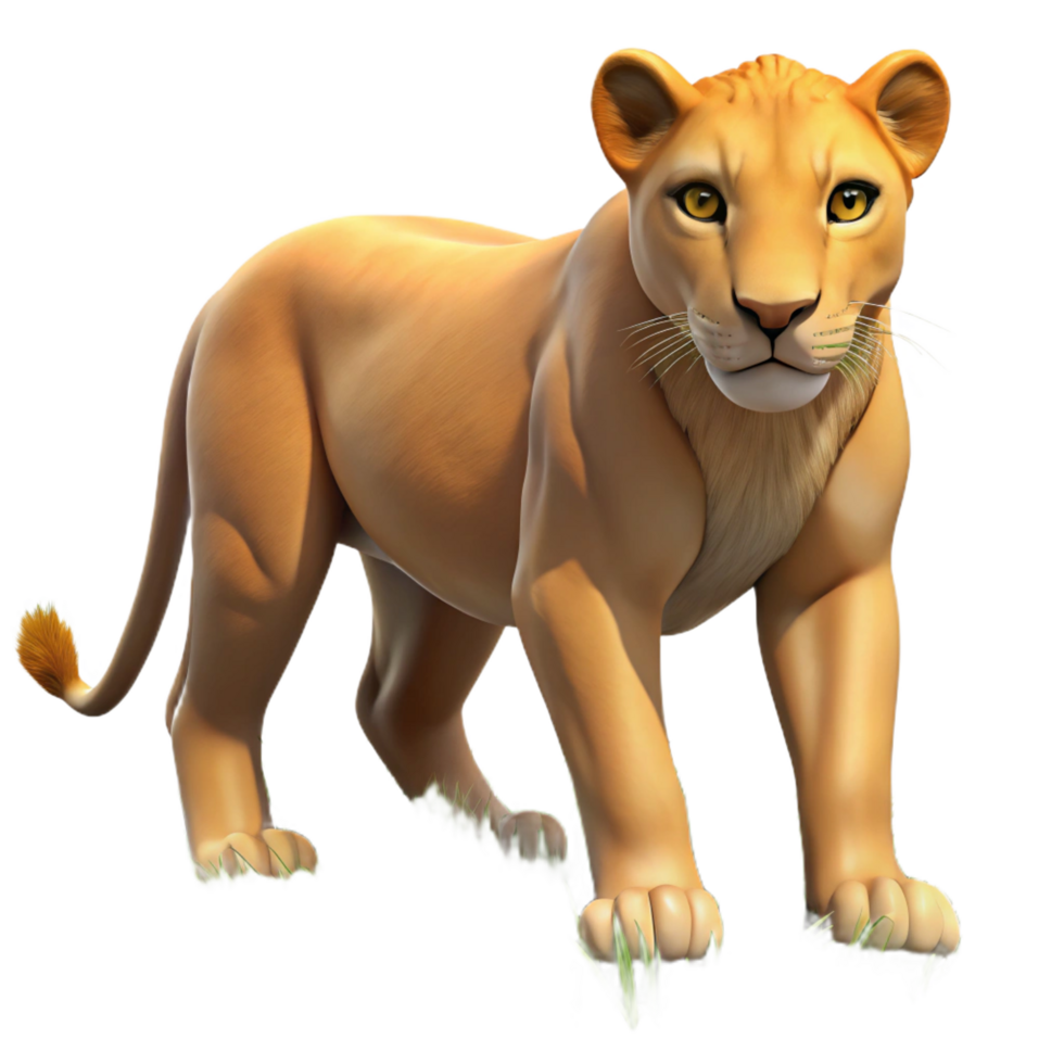 elegant creative 3D Cartoon Lioness Render authentic png