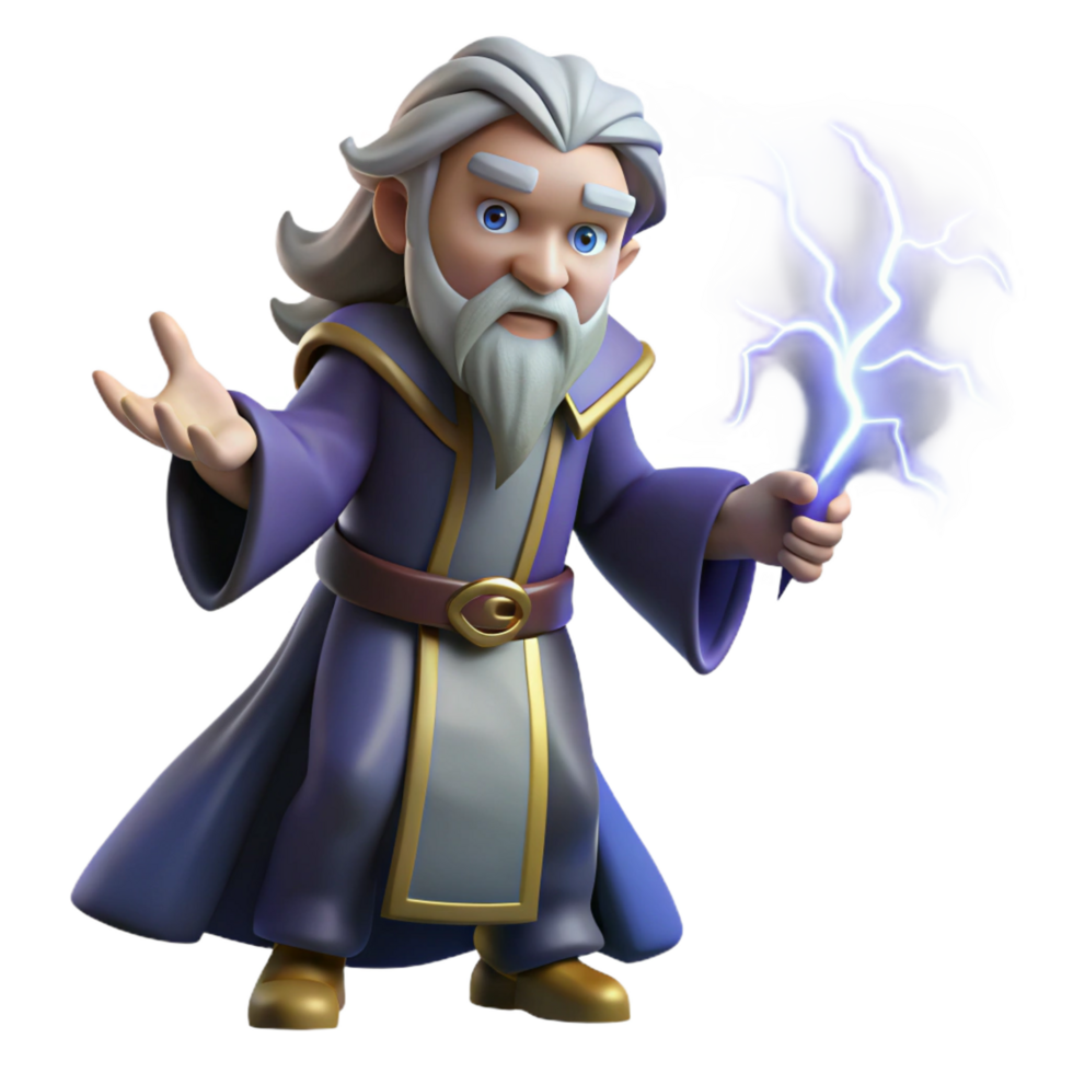 serene abstract 3D Render Wizard with Lightning Staff exclusive png