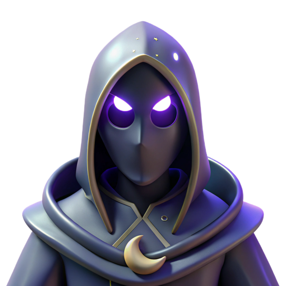 serene creative 3D Render Mystic Hooded Figure original png