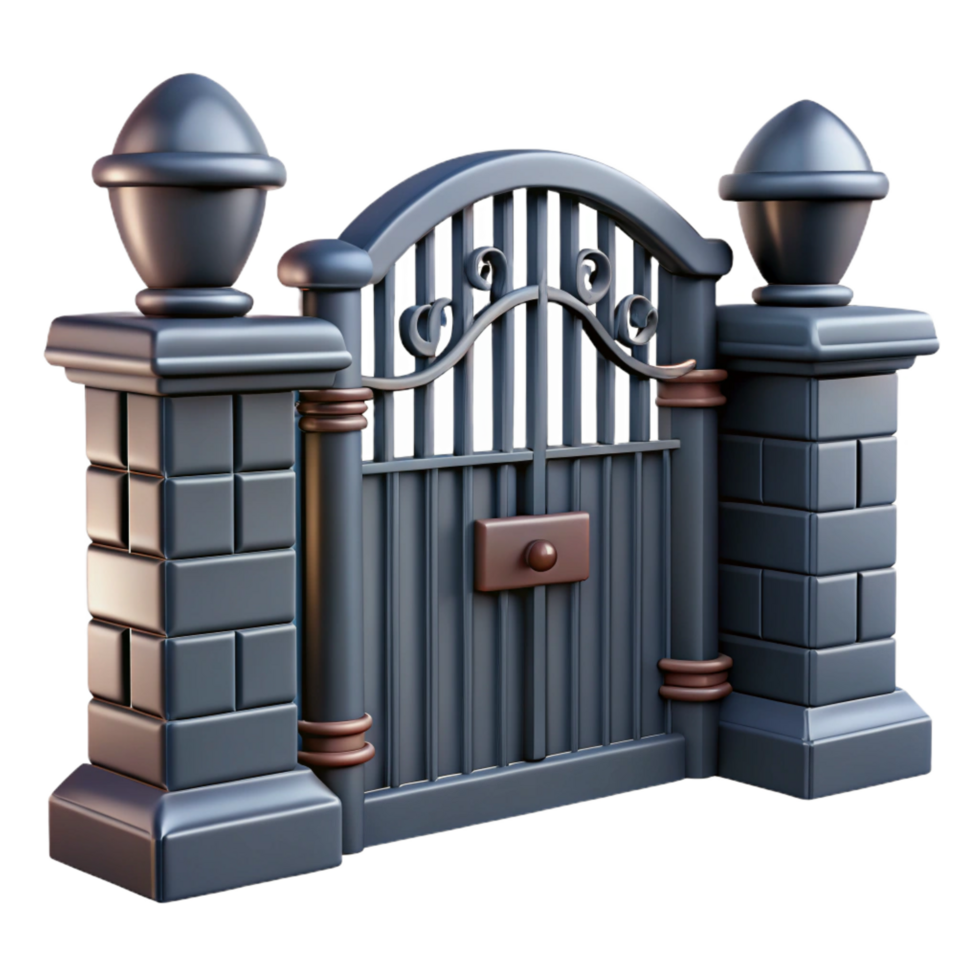 extraordinary minimalist 3D Render Dark Gate with Stone Pillars genuine png