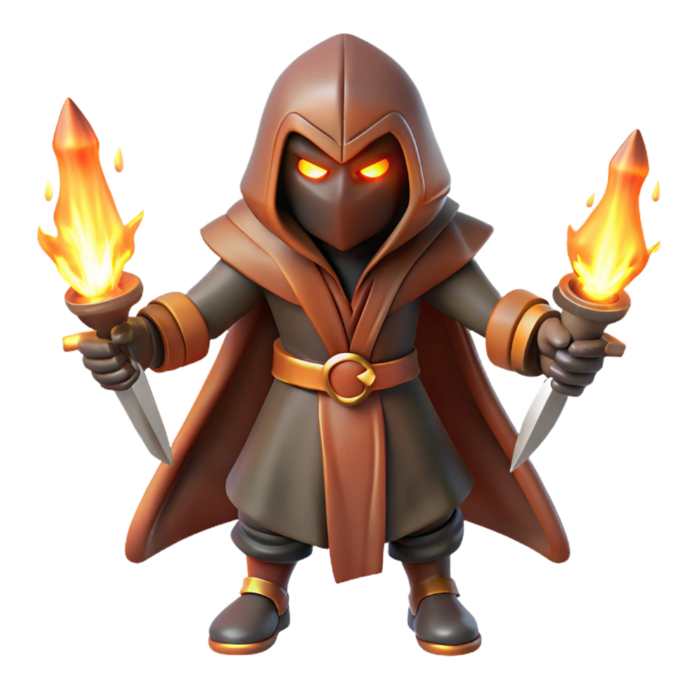 wonderful abstract 3D Render Dark Wizard with Fire Torches authentic png