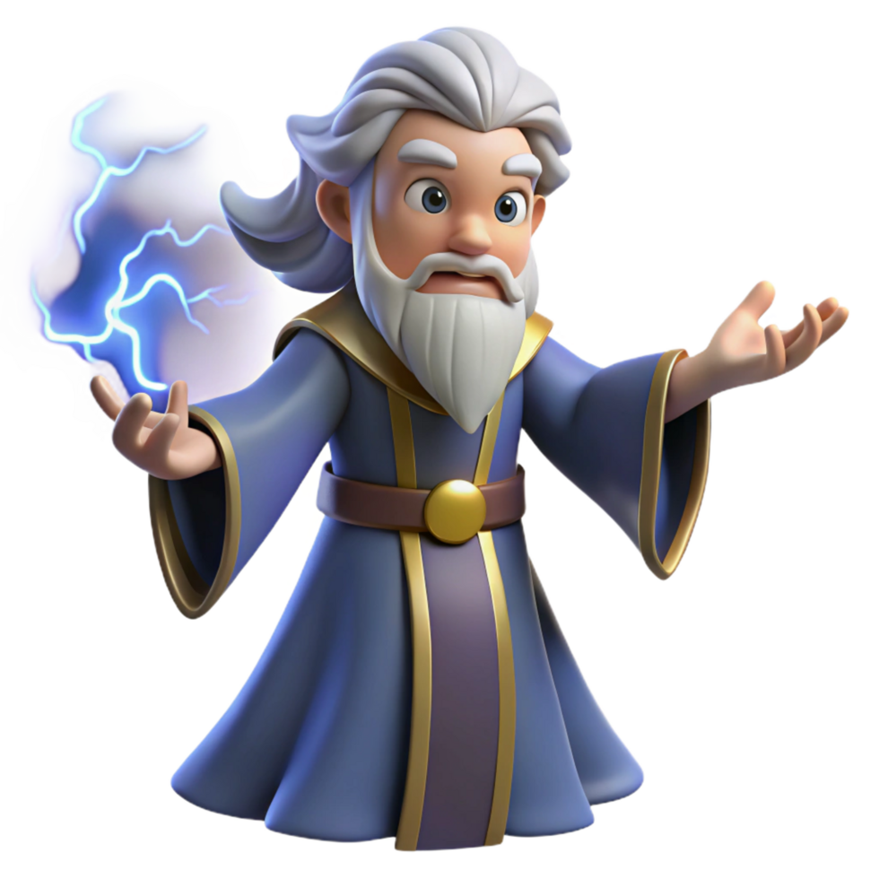 elegant creative 3D Render Wizard Casting Spell genuine png
