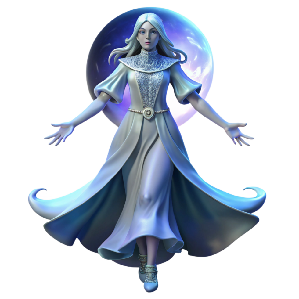 magnificent traditional Mystical 3D Render of a Woman in White professional png