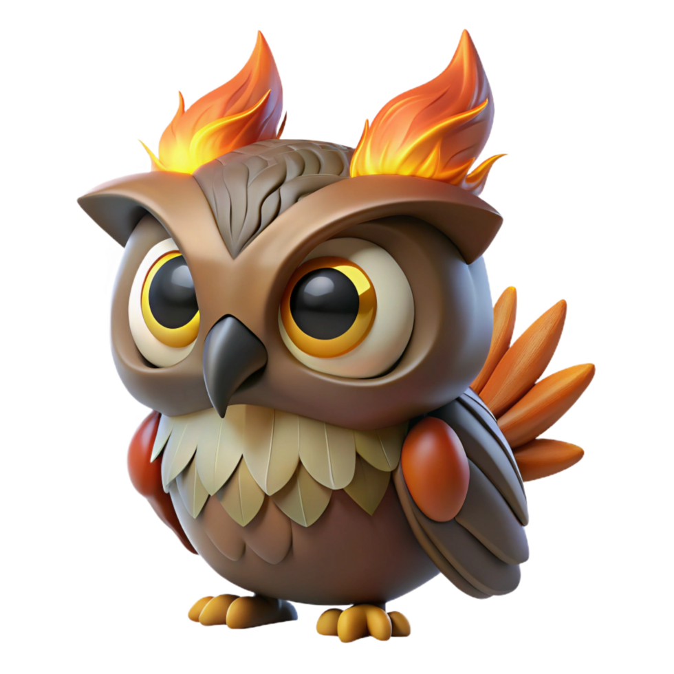 magnificent abstract Fiery Owl 3D Render high resolution png
