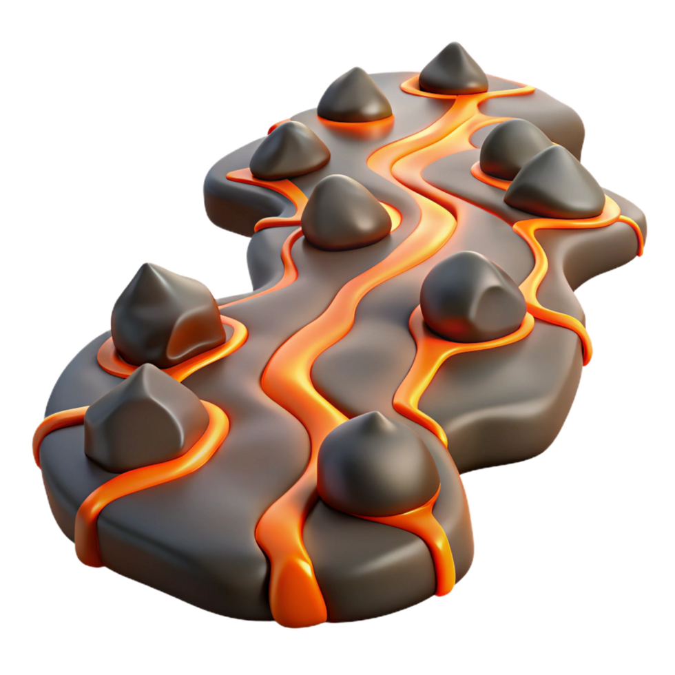 extraordinary vintage Lava Flow 3D Render original png