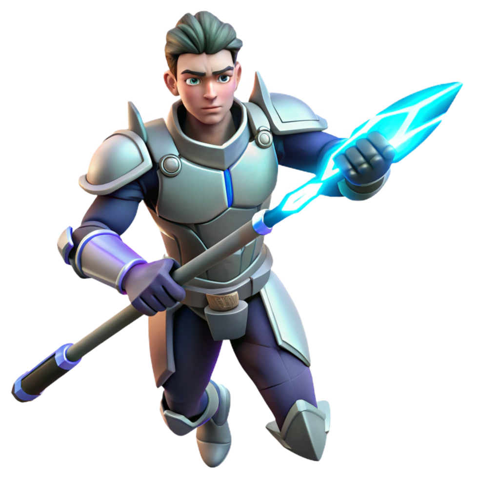 stunning creative 3D Render Knight with Spear authentic png