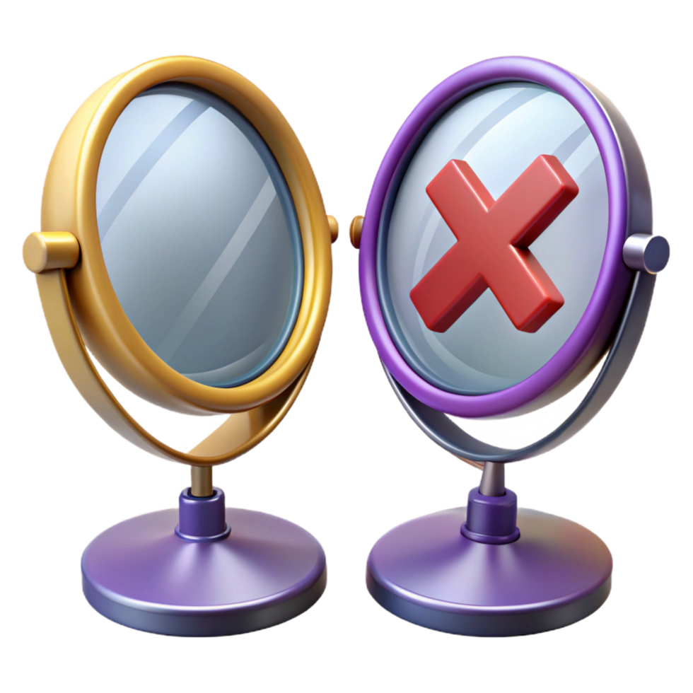impressive creative 3D Render Mirrors Reflecting Acceptance and Rejection high resolution png