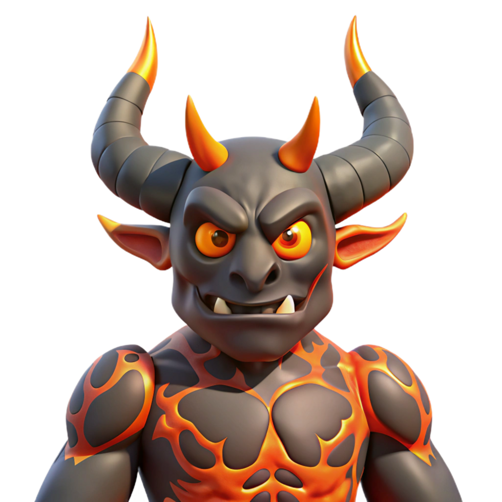 impressive vintage Fiery Demon 3D Render high resolution png