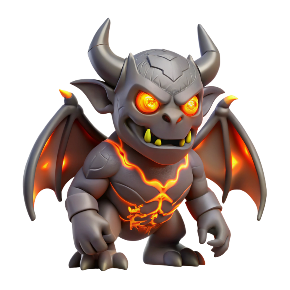 elegant artistic Fiery Gargoyle 3D Render high quality png