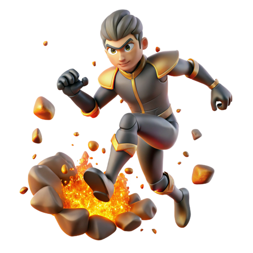 vibrant rustic 3D Render Super Hero Action Figure premium png
