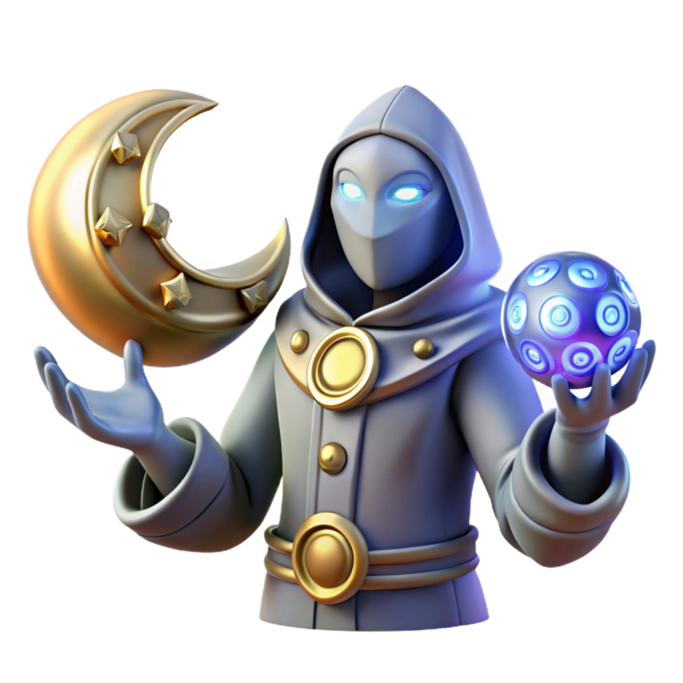 impressive creative Mystic 3D Render Celestial Wizard genuine png