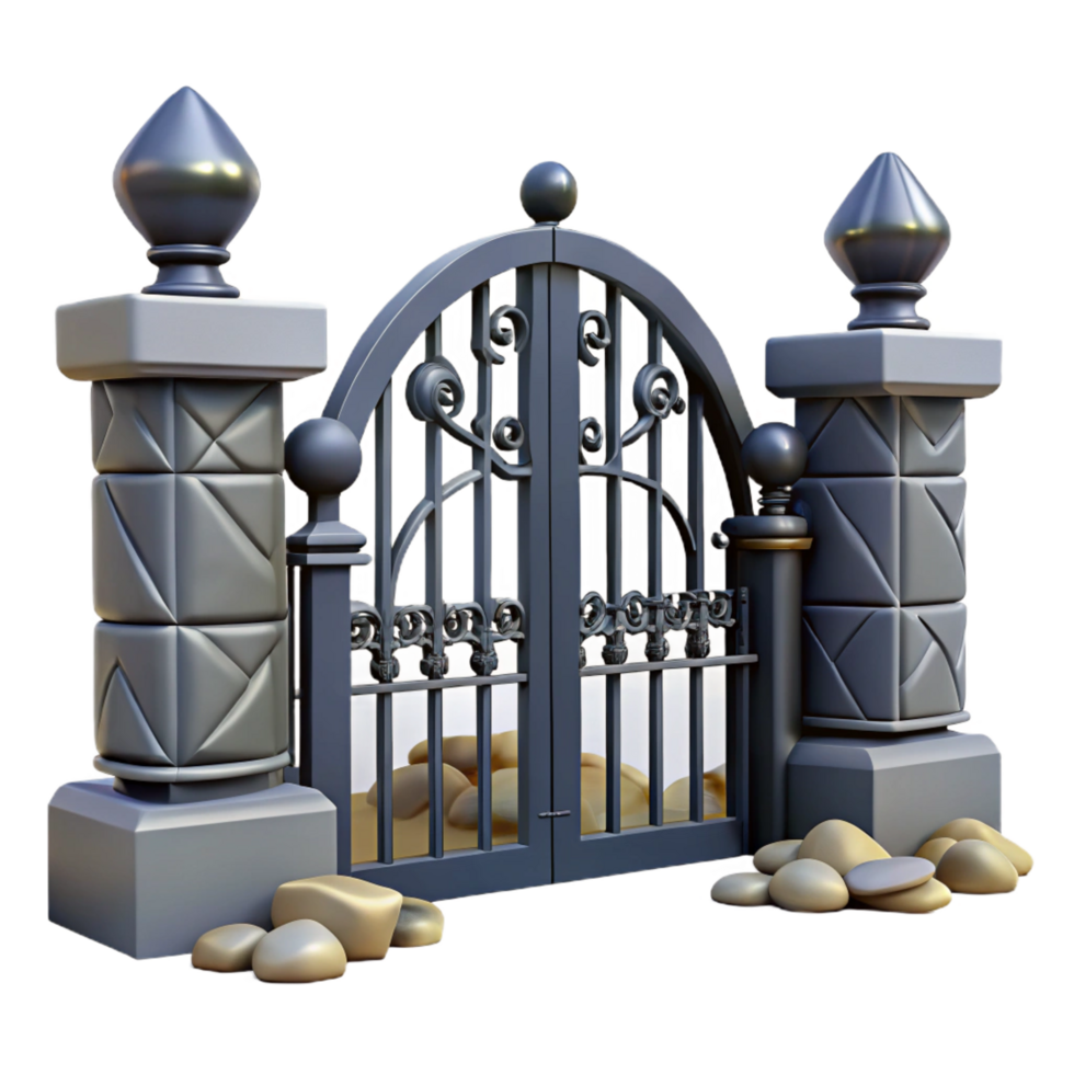 beautiful contemporary Ornate 3D Gate Render authentic png