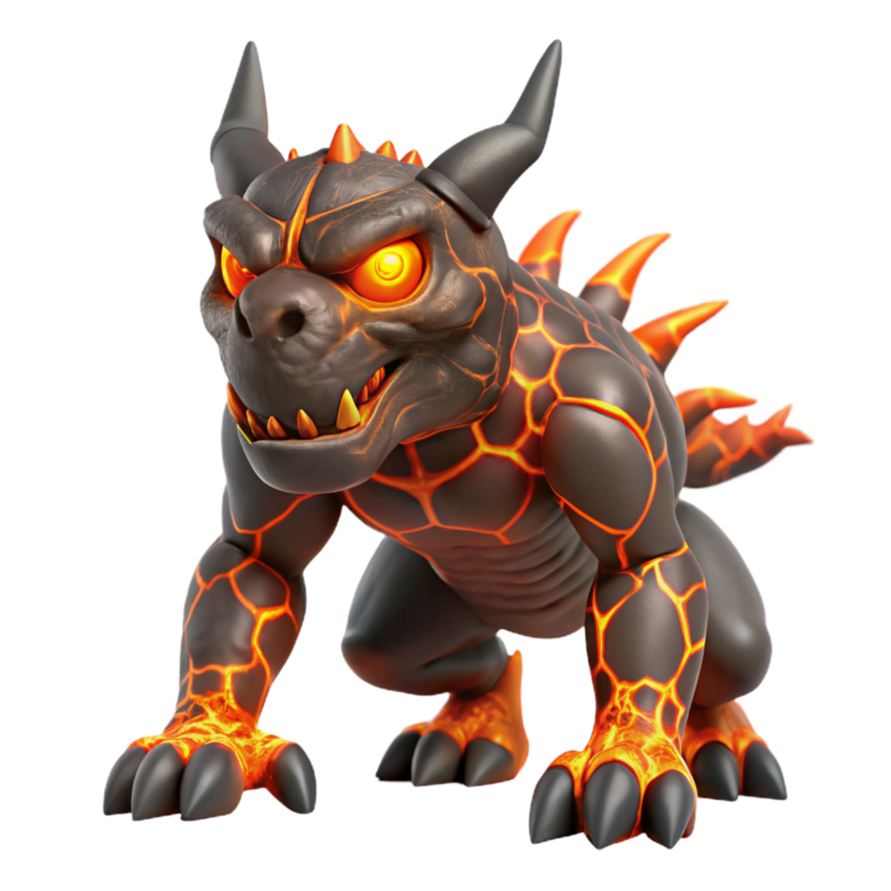 serene creative Lava Monster 3D Render high quality png
