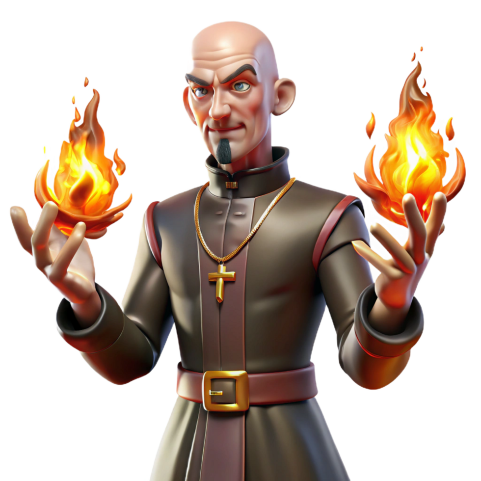serene creative 3D Illustration Fire Magic Priest professional png