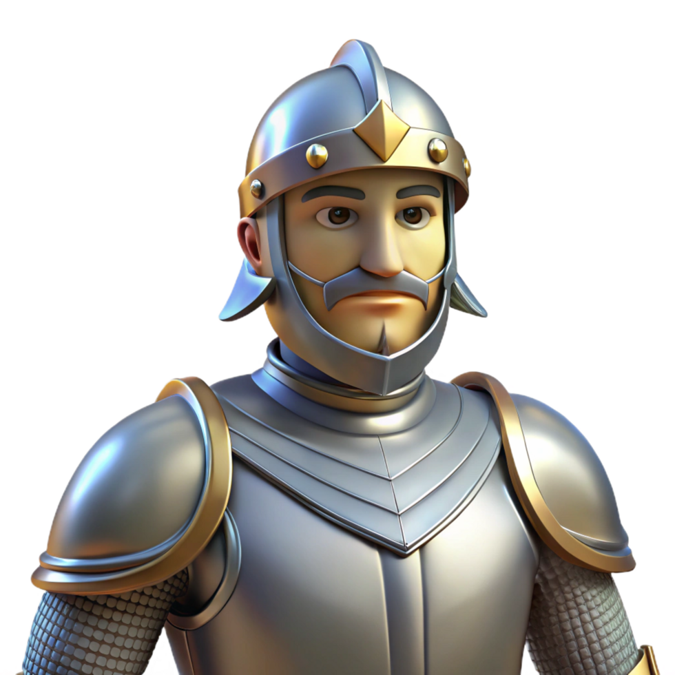 impressive minimalist 3D Cartoon Knight, Medieval Armor Illustration original png