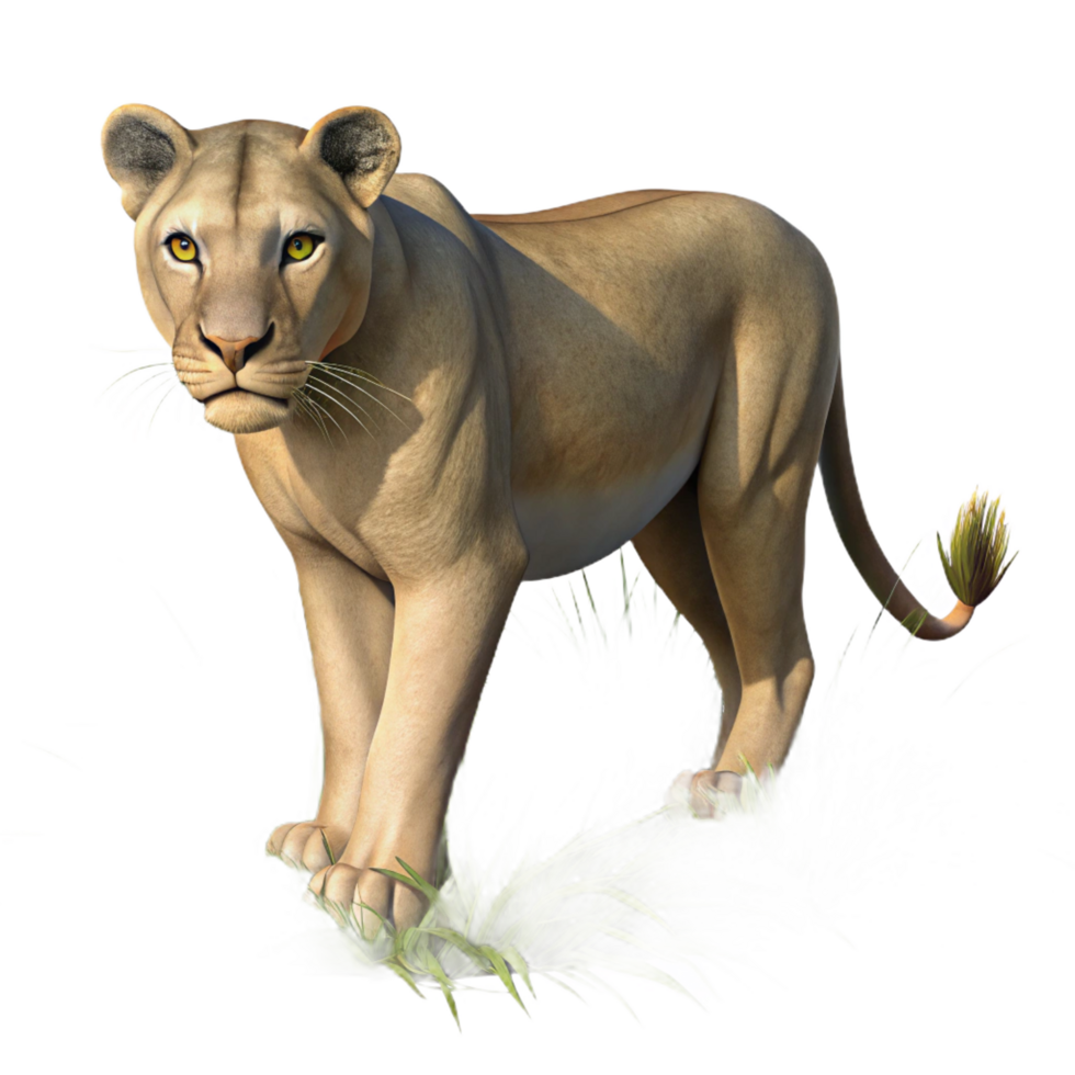stunning modern Female Lion 3D Render original png