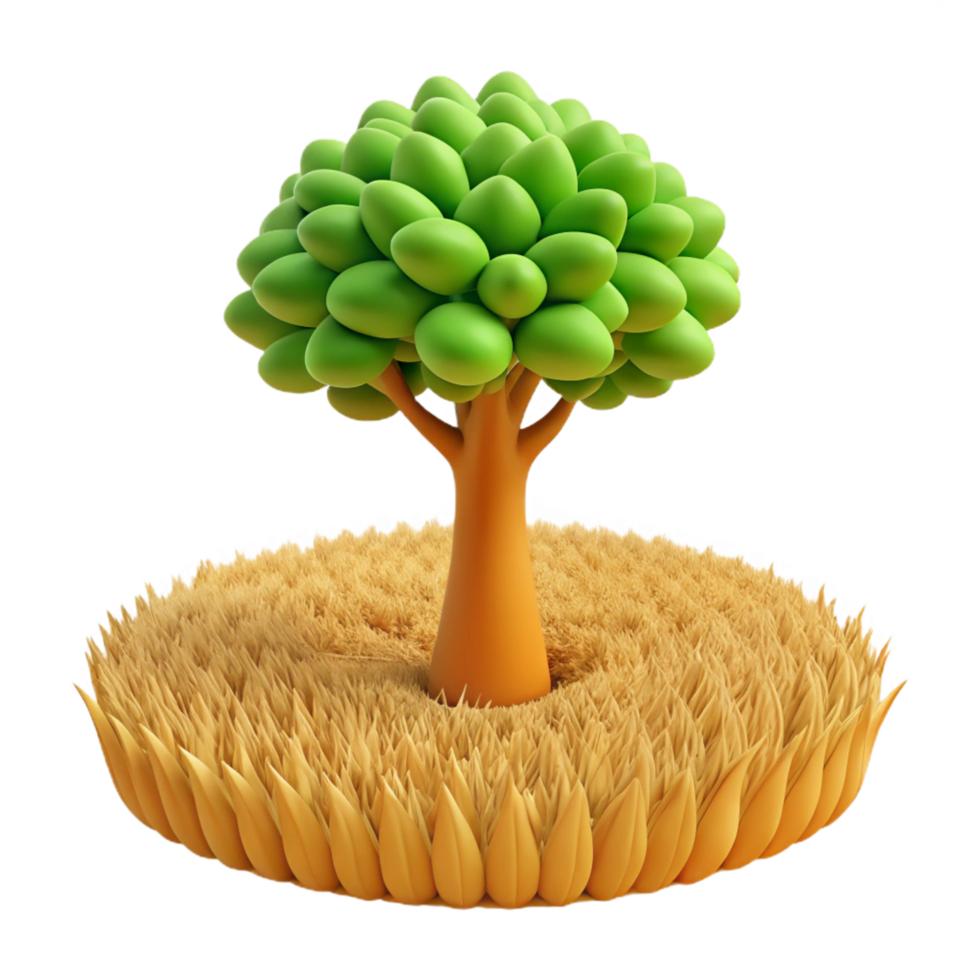 beautiful traditional Cartoon Tree 3D Render genuine png