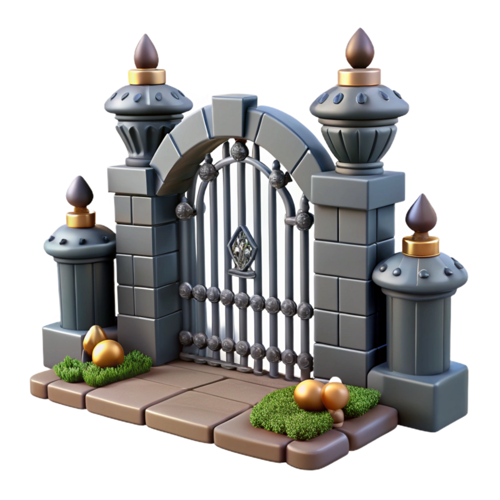 beautiful creative 3D Render Ornate Stone Gate original png