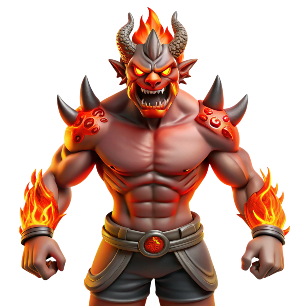 elegant abstract Fiery Demon 3D Render premium png