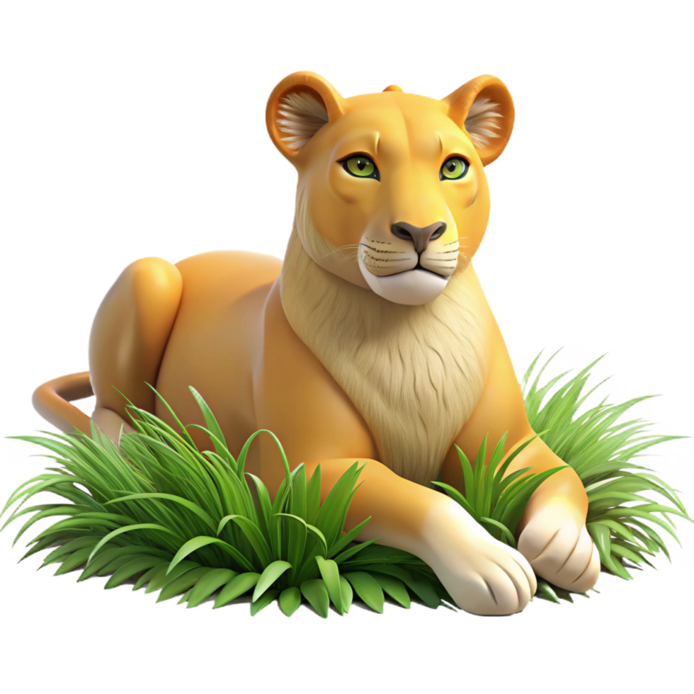 extraordinary abstract 3D Lioness in Grass Illustration authentic png