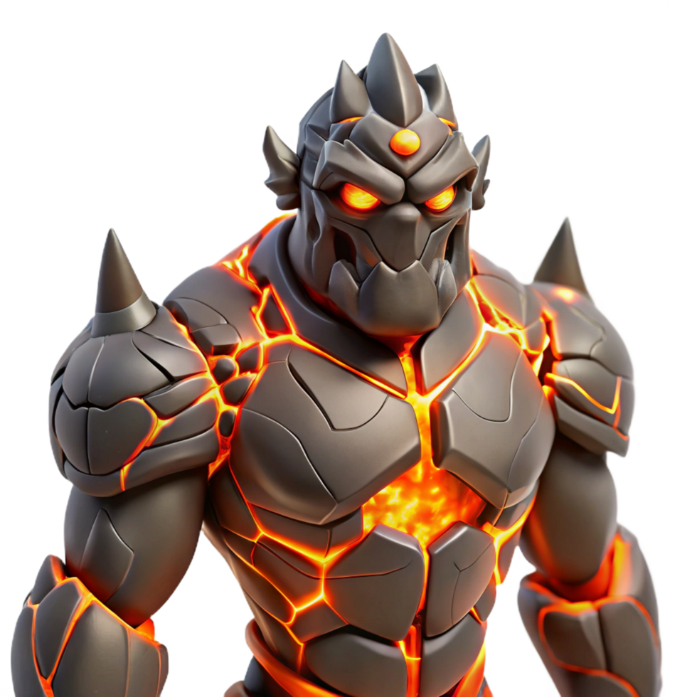 vibrant creative Lava Golem 3D Render original png