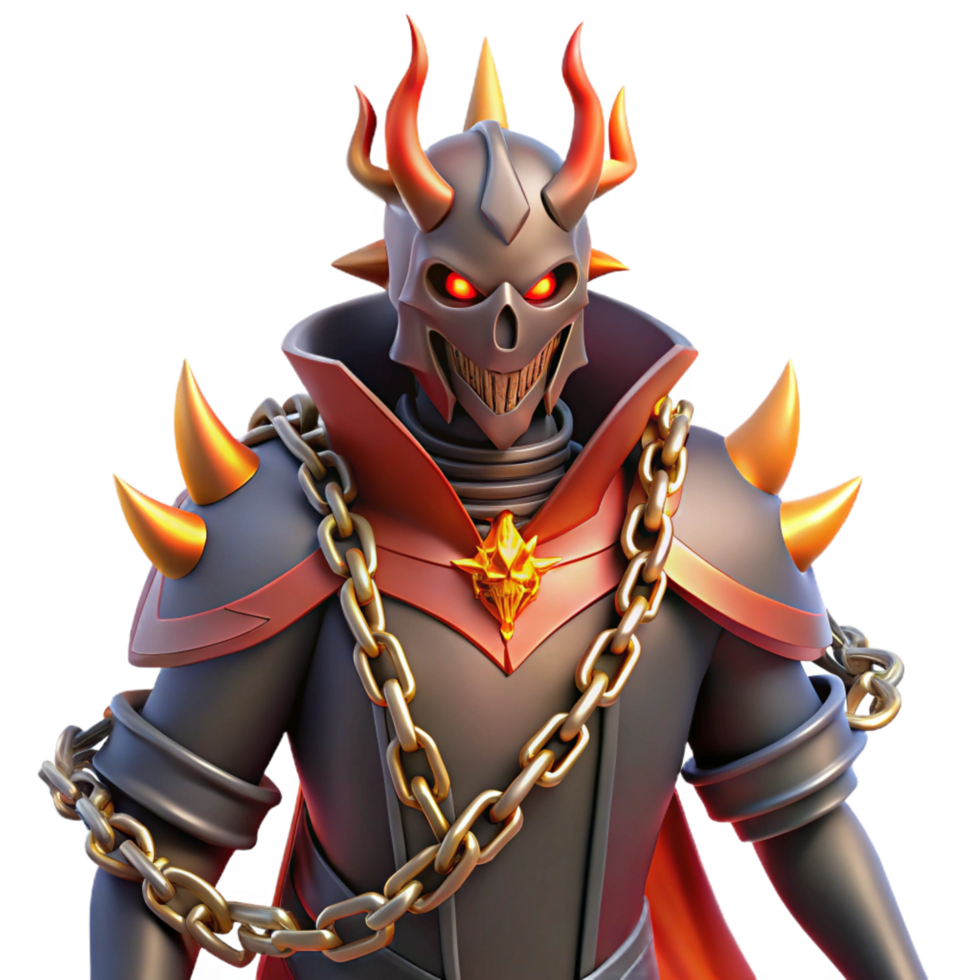 serene abstract Fiery Skull Knight 3D Render high resolution png