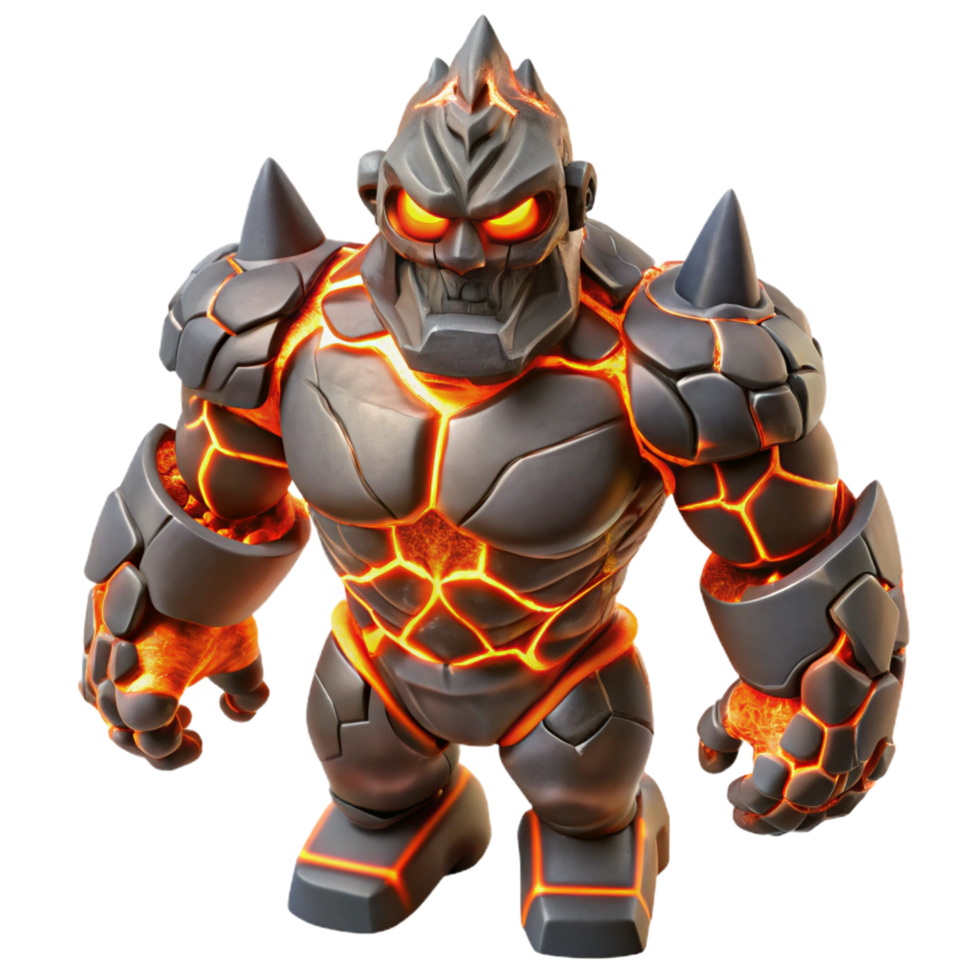 impressive abstract Lava Golem 3D Render detailed png