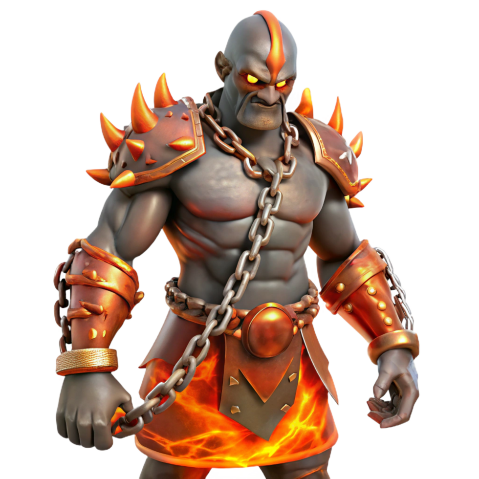wonderful classic Fiery Stone Titan 3D Render professional png