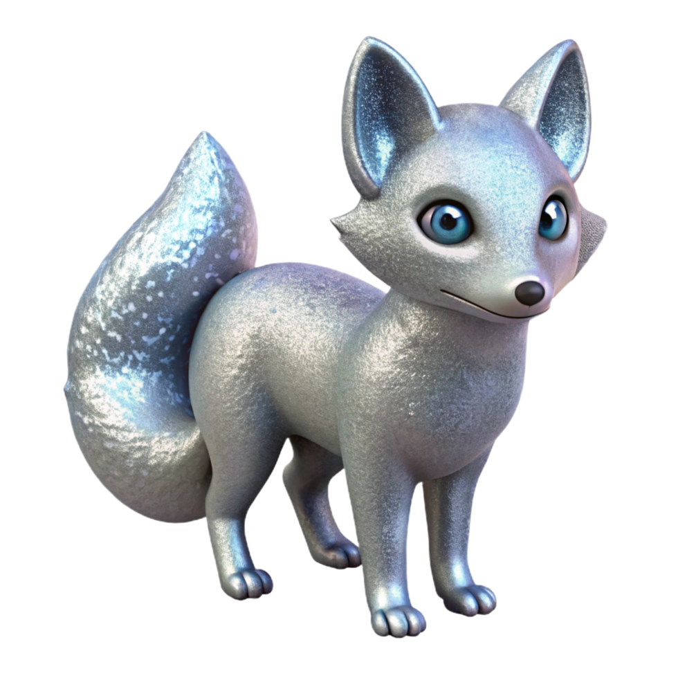 elegant abstract Arctic Fox 3D Render original png