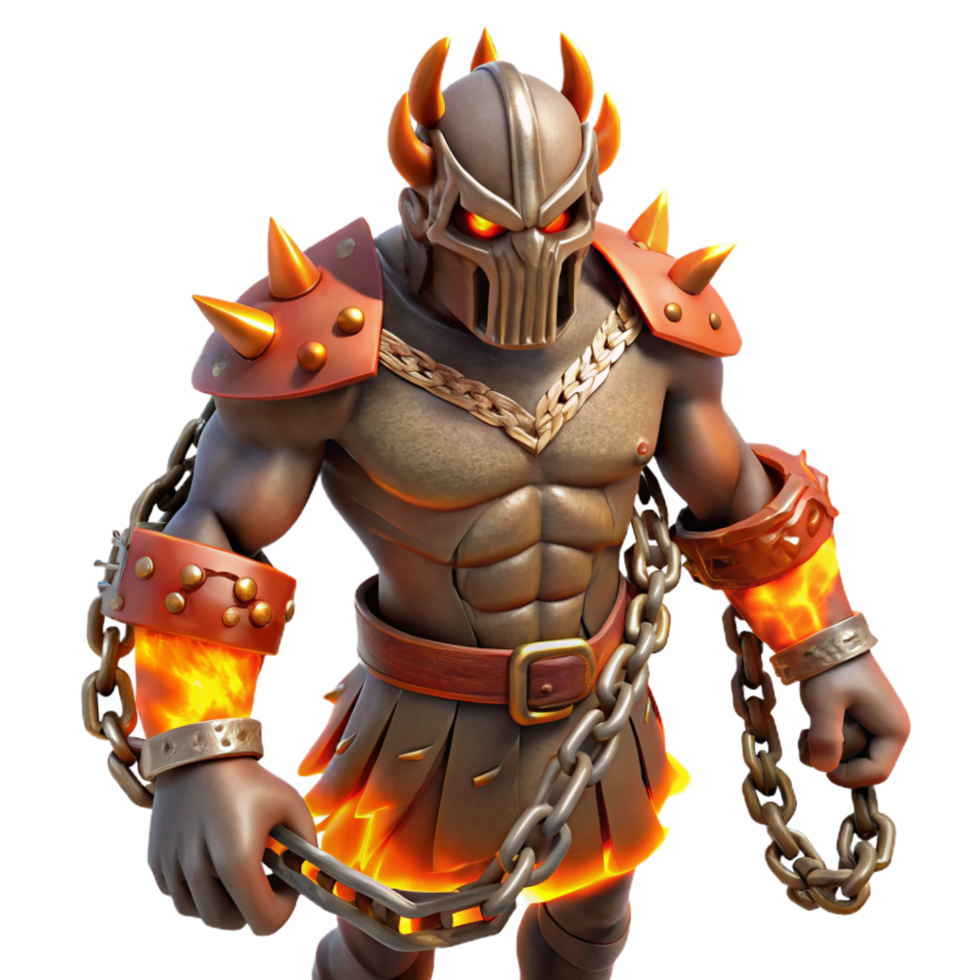 magnificent artistic Fiery Gladiator 3D Render high quality png