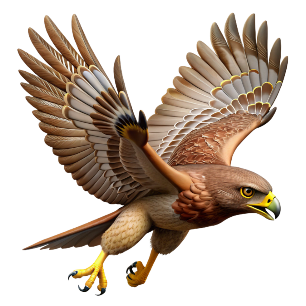 stunning rustic Majestic Brown Hawk 3D Illustration exclusive png