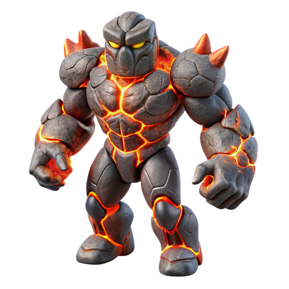 impressive artistic Lava Golem 3D Render 4K png