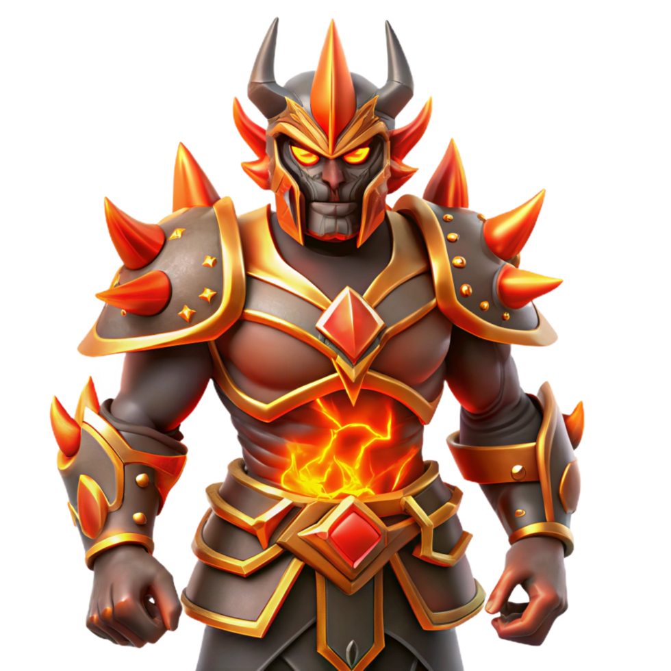 beautiful contemporary Fiery Inferno Warrior 3D Render professional png