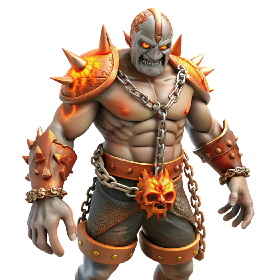 vibrant contemporary Fiery Gladiator 3D Render 4K png