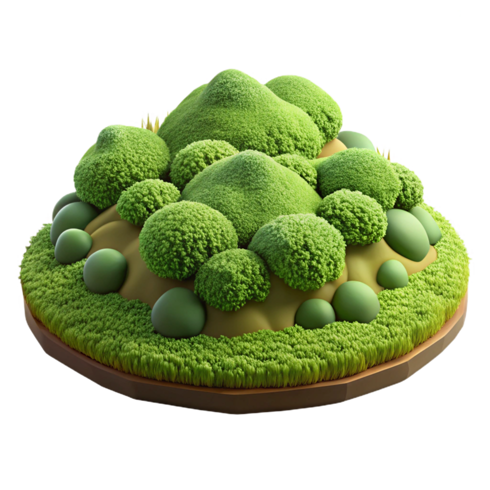 impressive modern 3D Green Hill Landscape Illustration detailed png