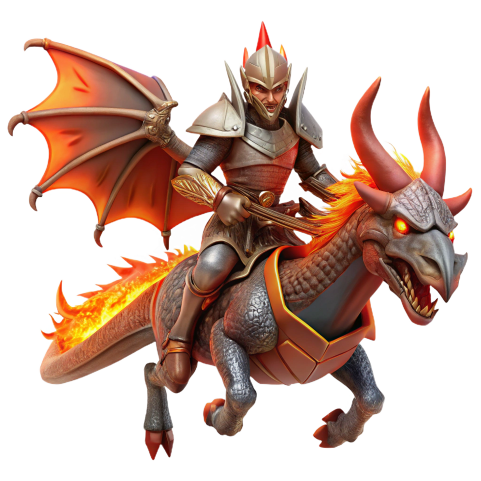 wonderful traditional Knight and Dragon 3D Illustration premium png