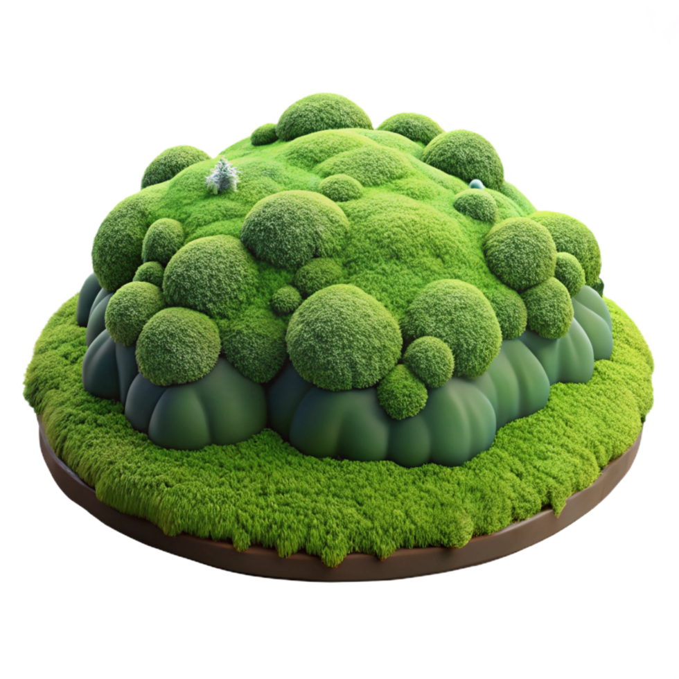 stunning contemporary 3D Mossy Hilltop Illustration original png