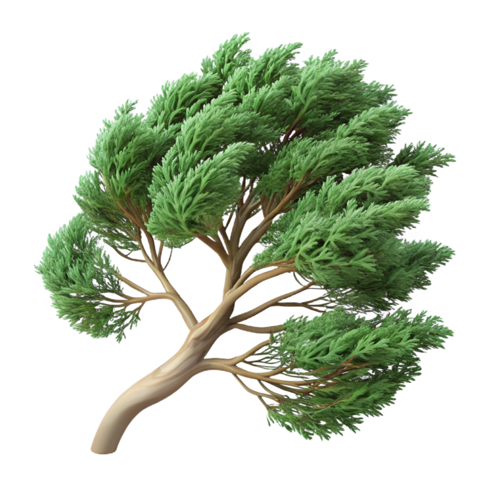 beautiful rustic 3D Render Green Tree in the Wind high resolution png