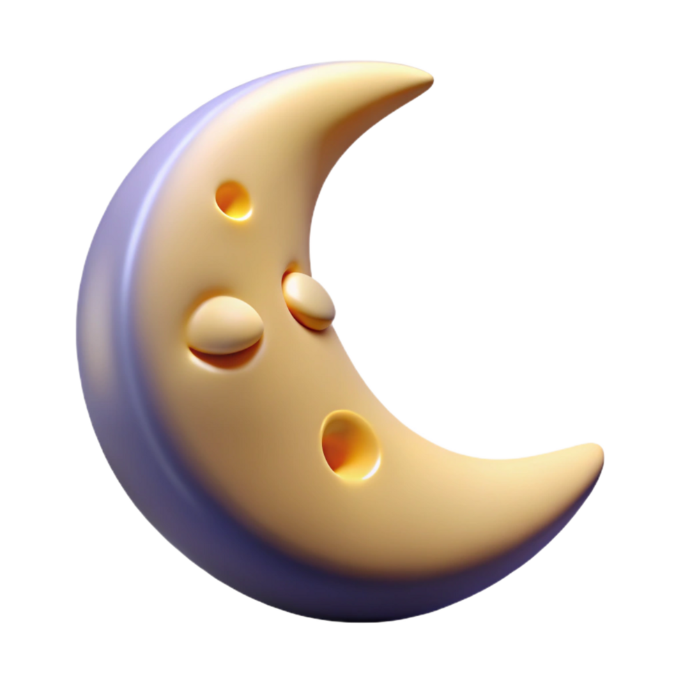 dramatic traditional 3D Cartoon Crescent Moon Illustration authentic png