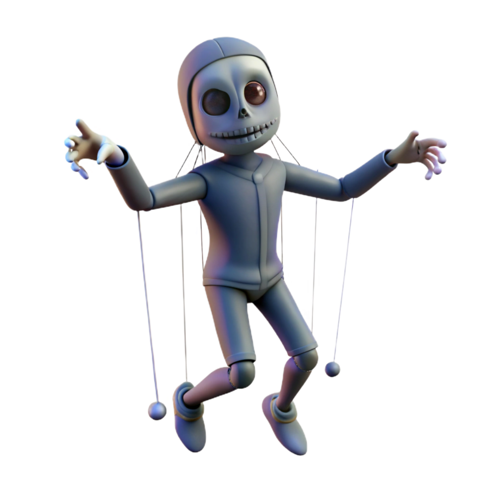 beautiful abstract 3D Puppet Skeleton Illustration detailed png