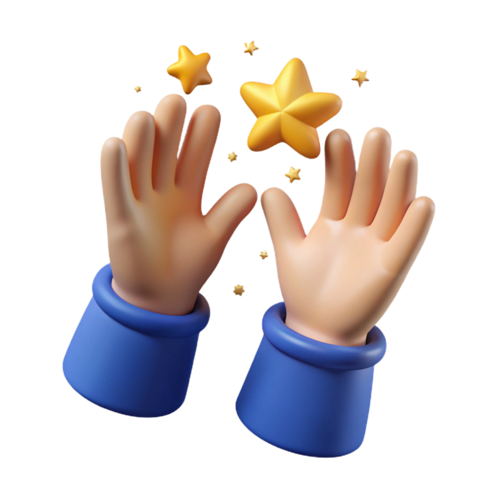 stunning creative 3D Cartoon Hands Catching Stars Illustration genuine png