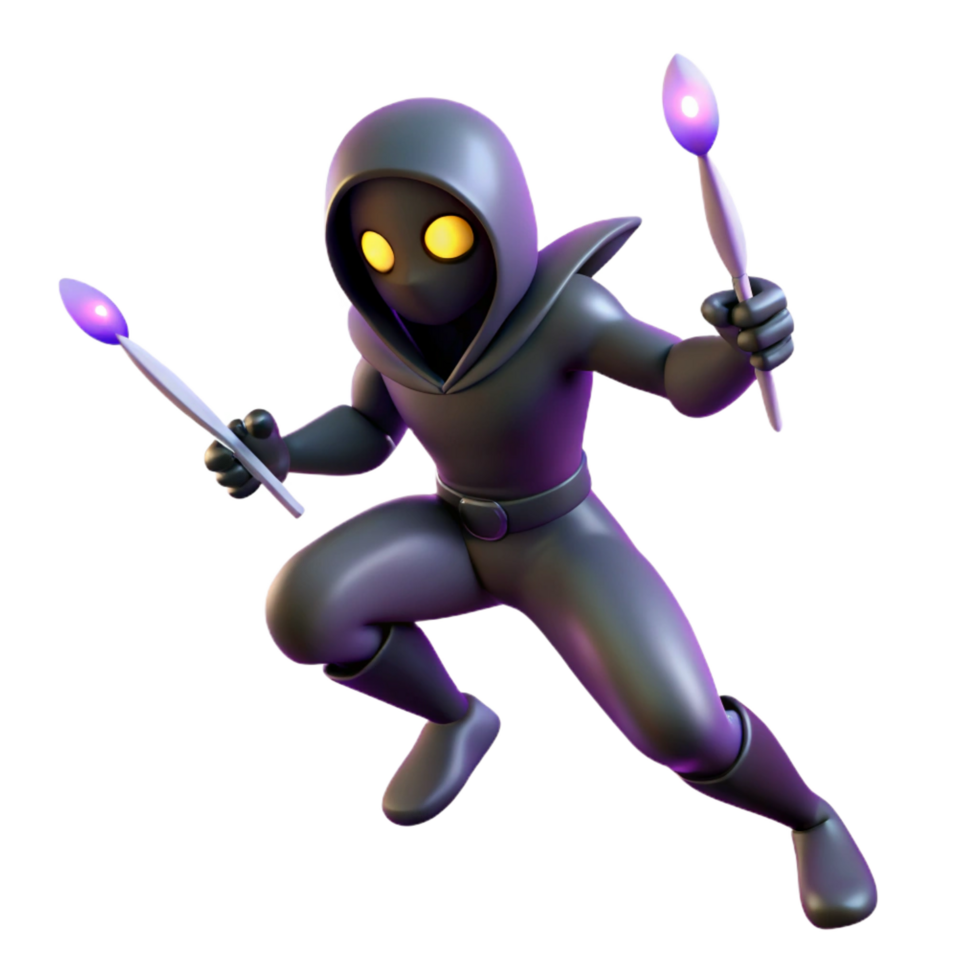 dramatic creative 3D Render Dark Artist Figure 4K png
