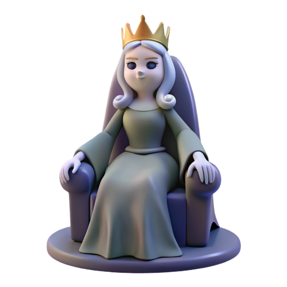 serene minimalist 3D Render Queen on Throne exclusive png