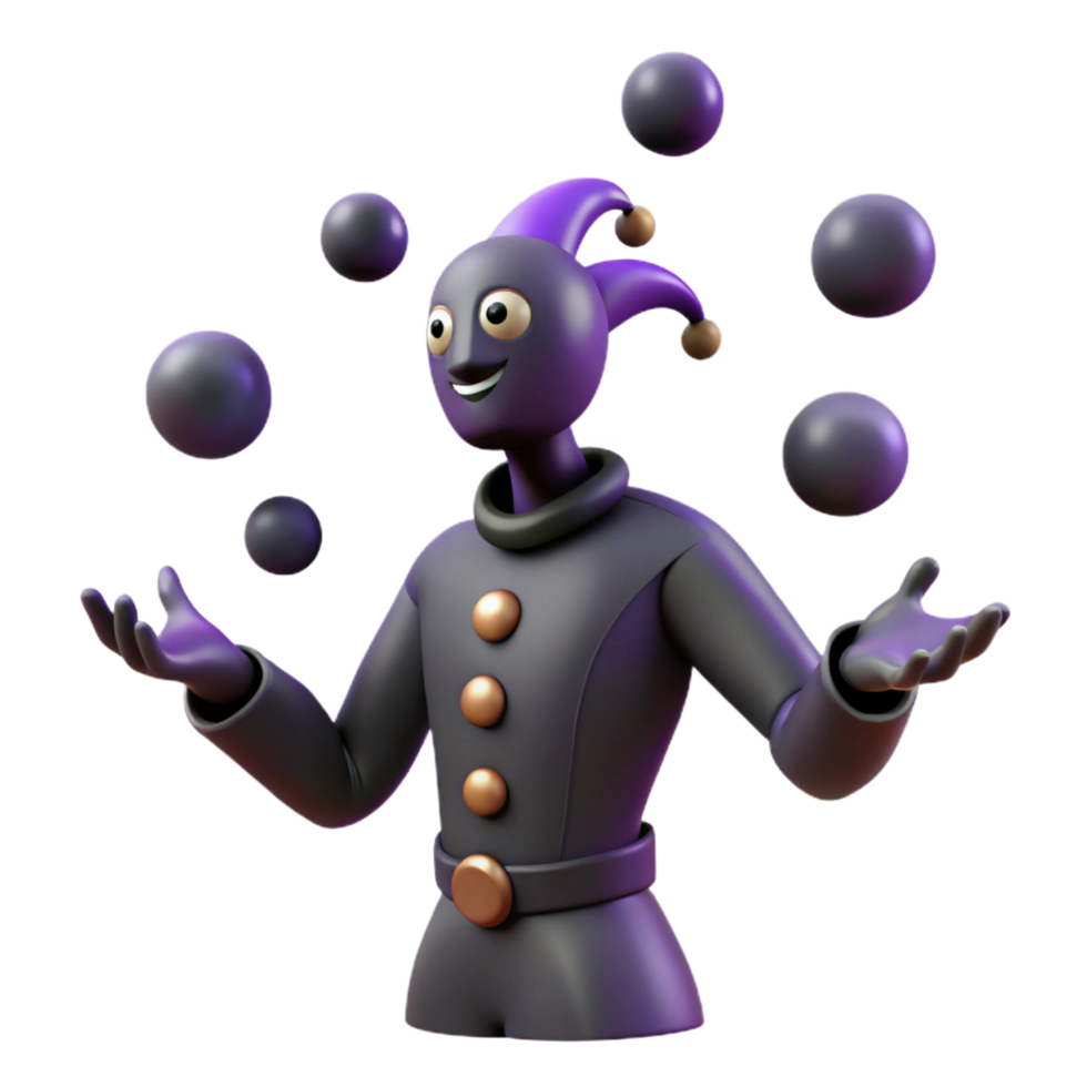 beautiful creative 3D Juggling Jester Illustration original png
