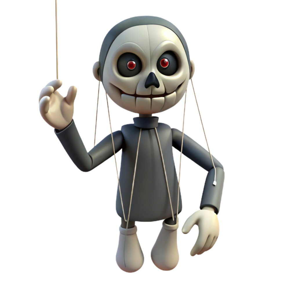 stunning traditional 3D Cartoon Skeleton Puppet Illustration genuine png